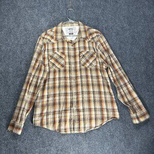 Vintage Authentic Jeanswear Levis Western Shirt Mens XL Pearl Snap Pockets Plaid
